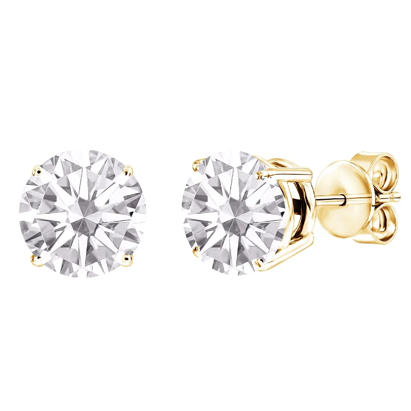 V3 Jewelry Gold Over Silver Sterling Moissanite Stud Earring for Women