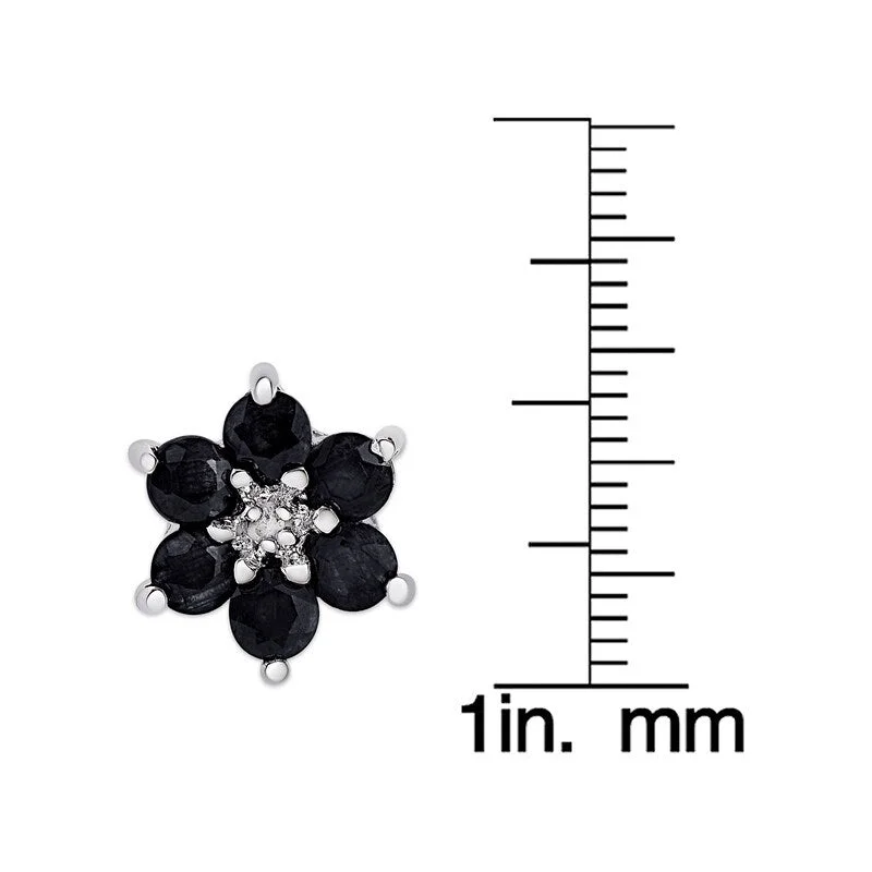 Victoria Townsend .925 Sterling Silver Sapphire & Diamond Accent Flower Stud Earrings