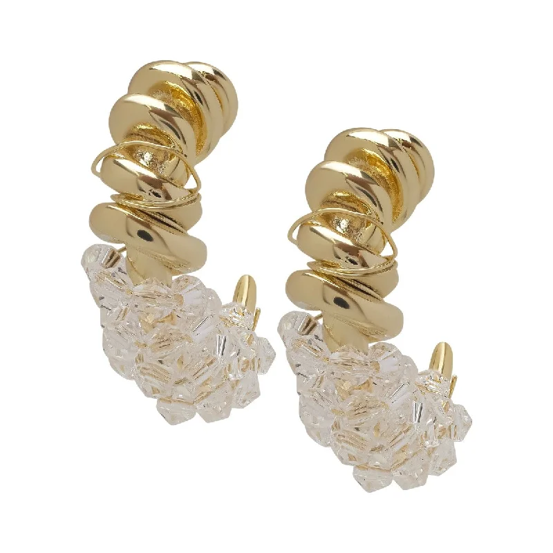 Victoria Townsend Gold Plated Crystal Swirl Huggie Earrings