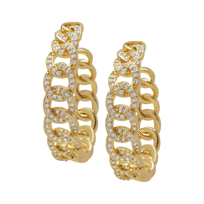 Victoria Townsend Gold Plated Cubic Zirconia Link Huggie Earrings