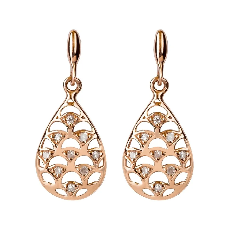 Viducci 10k Rose Gold Teardrop Diamond Dangle Earrings