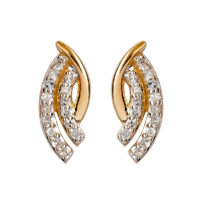 Viducci 10k Yellow Gold Curved 1/6ct Diamond Bypass Earrings