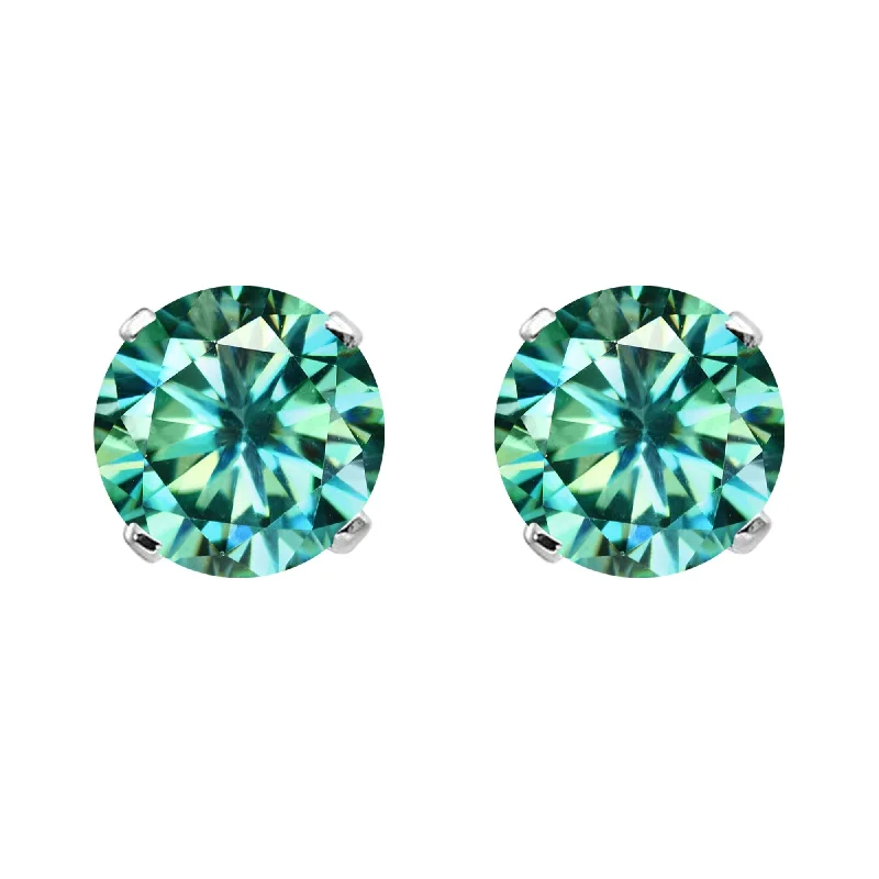 White Gold with Green Moissanite Stud Earring