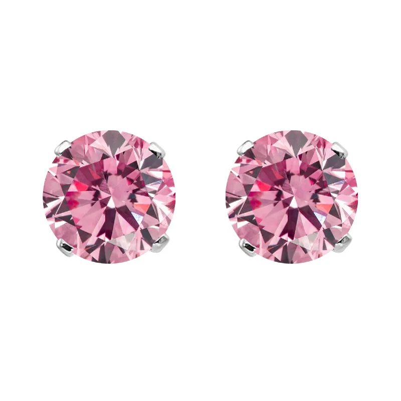 White Gold with Pink Moissanite Stud Earring