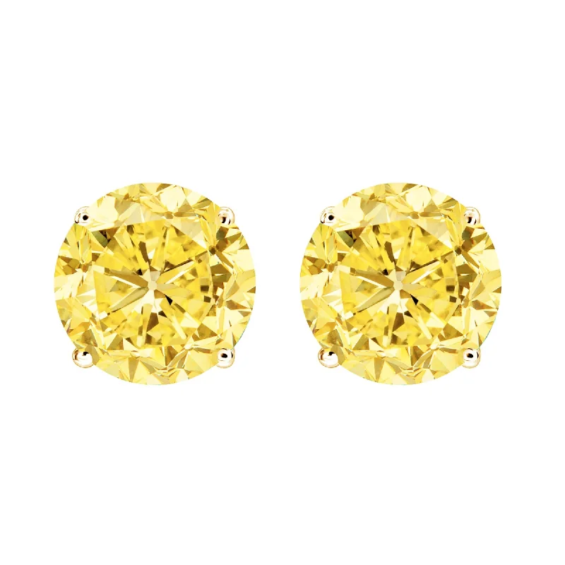 Yellow Gold with Yellow Moissanite Stud Earring