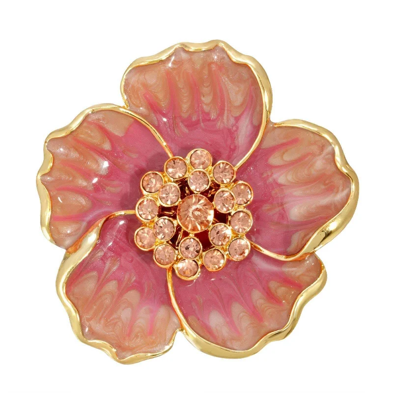 2028 Jewelry Enamel & Glass Stone Crystals Flower Pin