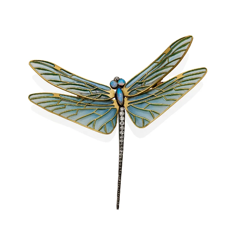 René Lalique Plique-à-jour Enamel Dragonfly Brooch