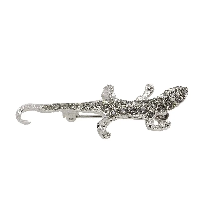 1928 Jewelry Lizard Pin With Black Diamond Color Austrian Crystal